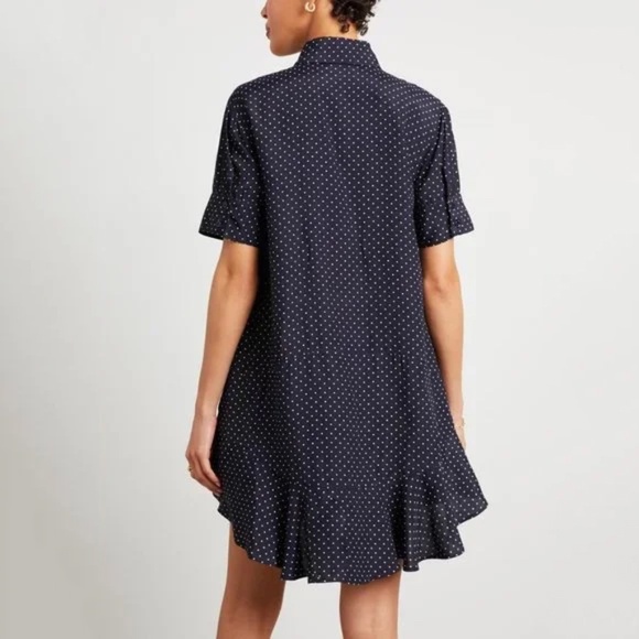Goop G. Label Denise Mini Polka Dot Navy Shirt Dress Size 2 - Picture 5 of 14
